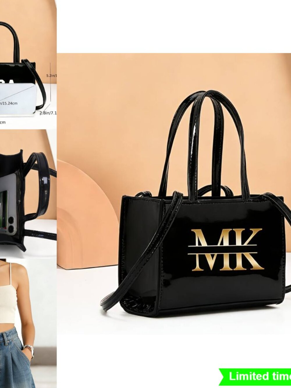 Letter Pattern Crossbody Bag Large Capacity Handbag Backpack
